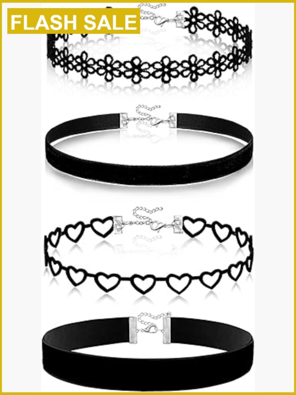 4Pc Velvet Lace Choker Necklace Set Adjustable Lobster Clasp Gothic